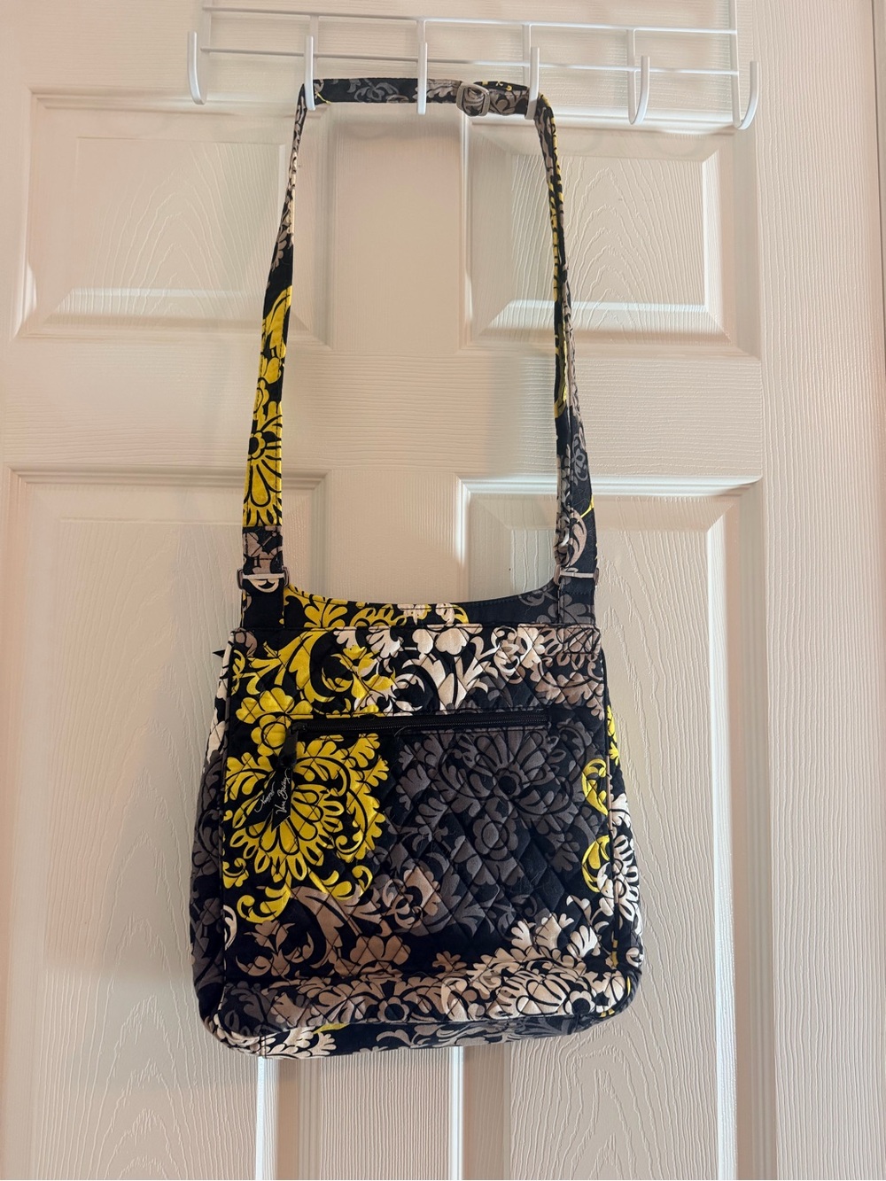 Vera Bradley Quilted Crossbody Shoulder Bag in Black, Yellow & Cream